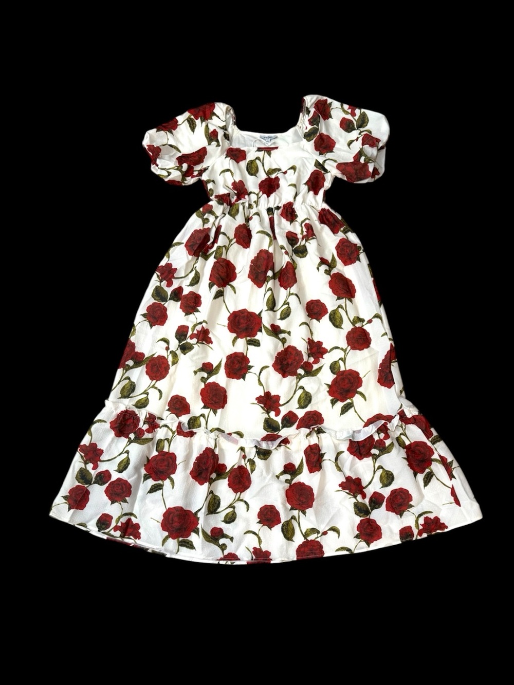Red Roses Floral Maxi Dress Small "Catalina Rose Dress” NWT